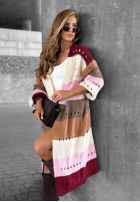 Długi Cardigan Just A Moment burgundowo-Rosa