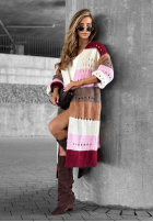Długi Cardigan Just A Moment burgundowo-Rosa