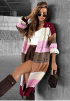 Długi Cardigan Just A Moment burgundowo-Rosa
