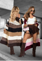 Długi Cardigan Just A Moment burgundowo-Rosa