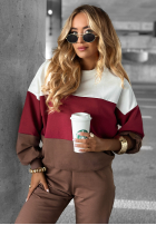 Sweat Set Sweatshirt i Hose Just A Look czekoladowo-Burgunderrot