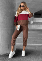 Sweat Set Sweatshirt i Hose Just A Look czekoladowo-Burgunderrot