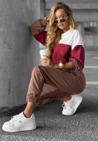 Sweat Set Sweatshirt i Hose Just A Look czekoladowo-Burgunderrot