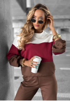 Sweat Set Sweatshirt i Hose Just A Look czekoladowo-Burgunderrot