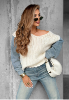 Pullover z jeansowymi rękawami Rainy Hollow Ecru