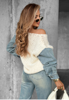 Pullover z jeansowymi rękawami Rainy Hollow Ecru