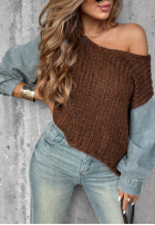 Pullover z jeansowymi rękawami Rainy Hollow Schokoladenbraun