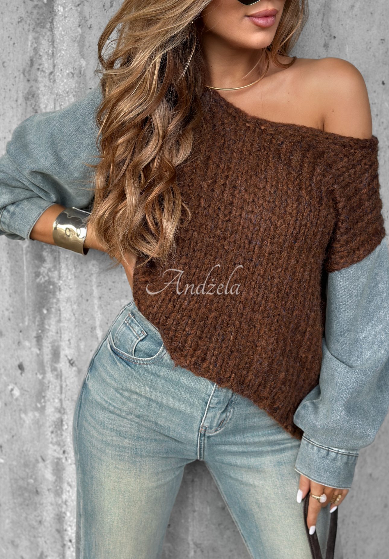 Pullover mit Jeansärmeln Rainy Hollow Schokoladenbraun