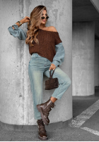 Pullover z jeansowymi rękawami Rainy Hollow Schokoladenbraun