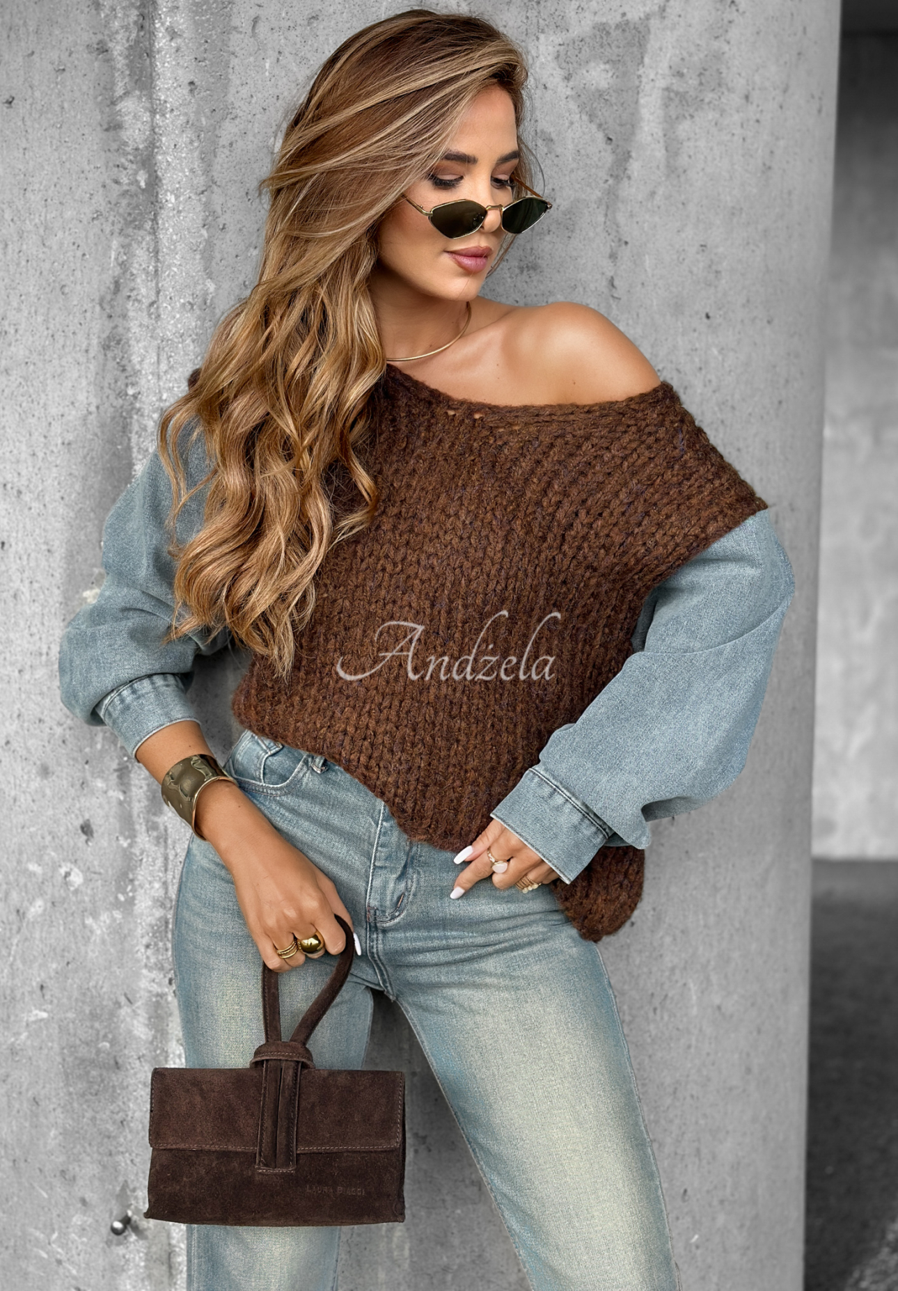 Pullover mit Jeansärmeln Rainy Hollow Schokoladenbraun