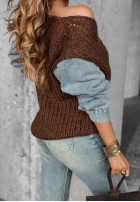Pullover z jeansowymi rękawami Rainy Hollow Schokoladenbraun