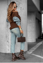 Pullover z jeansowymi rękawami Rainy Hollow Schokoladenbraun