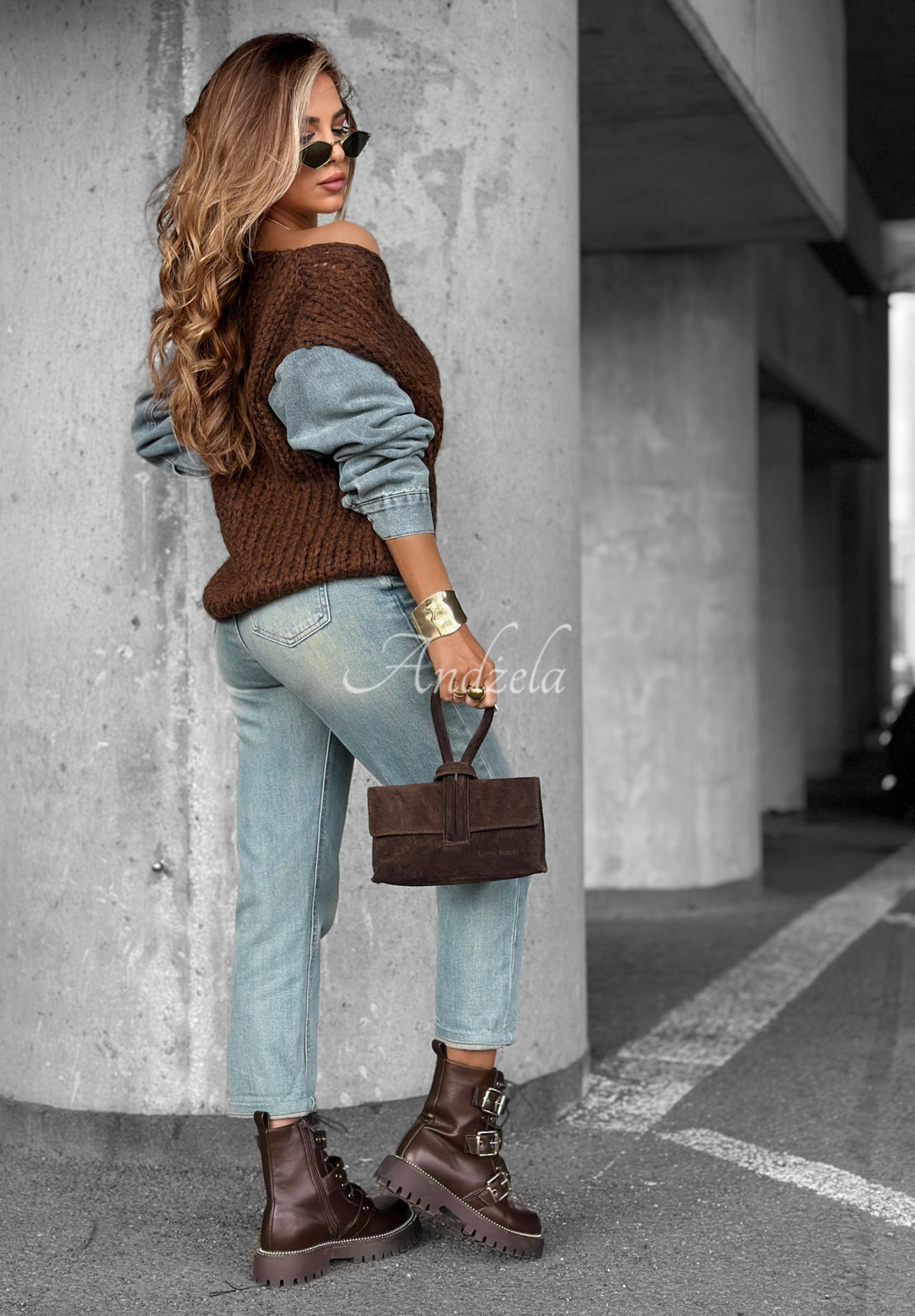 Pullover mit Jeansärmeln Rainy Hollow Schokoladenbraun