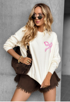 Pullover z misiami Best Friend Story Ecru
