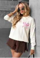 Pullover z misiami Best Friend Story Ecru