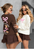 Pullover z misiami Best Friend Story Ecru