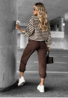 Sweat Set Sweatshirt i Hose w paski Low Battery waniliowo-Schokoladenbraun