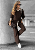 Dzianinowy Set Pullover i Hose wide leg Halls Lake Schokoladenbraun
