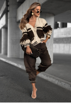 Krótki Cardigan z frędzlami Misty Days Beige-Schokoladenbraun