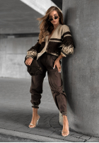 Krótki Cardigan z frędzlami Misty Days Beige-Schokoladenbraun