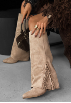 zamszowe Stiefel z frędzlami On Repeat Beige