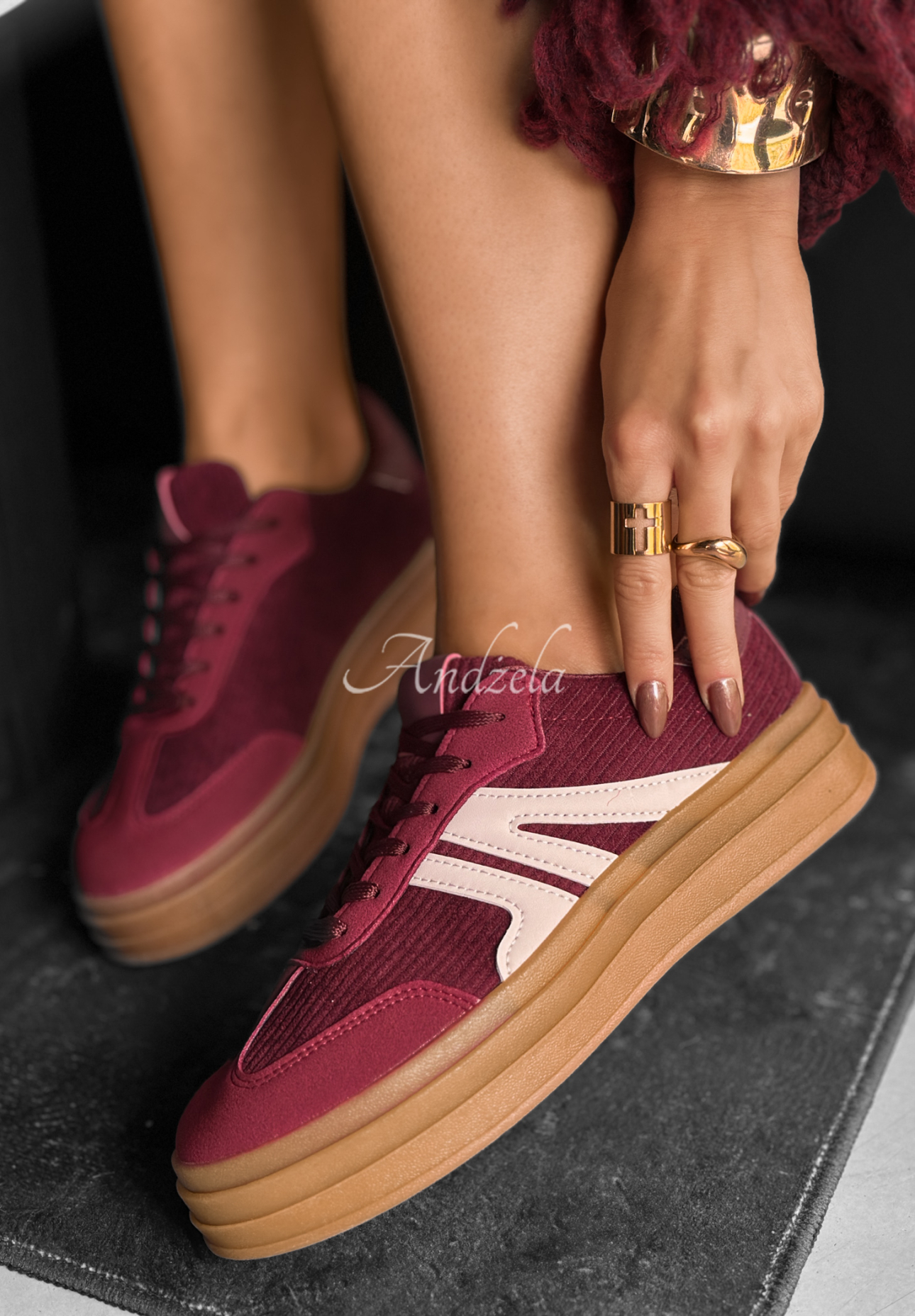 Cord-Sneaker Before You Go Burgund