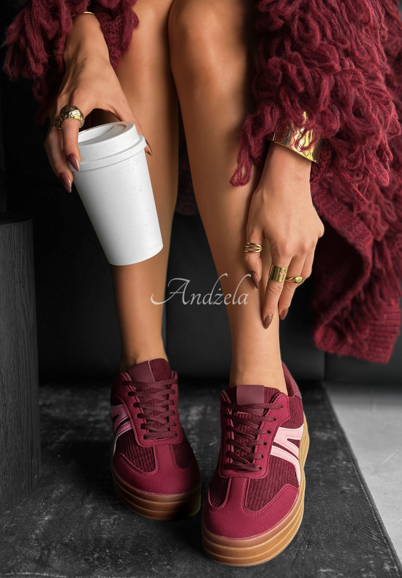 Cord-Sneaker Before You Go Burgund