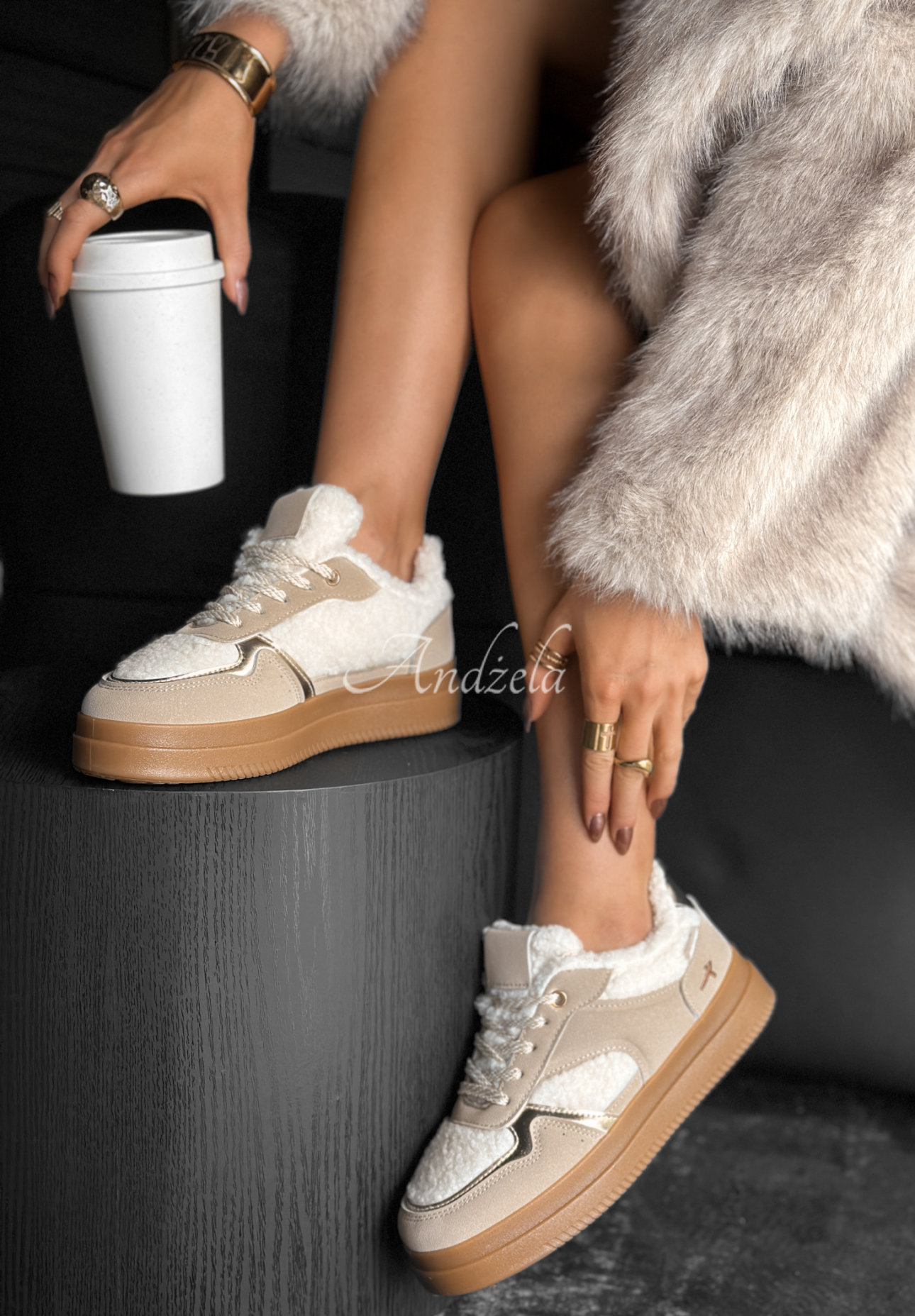 Sneaker mit Schaffellfutter Crispy Fall Beige
