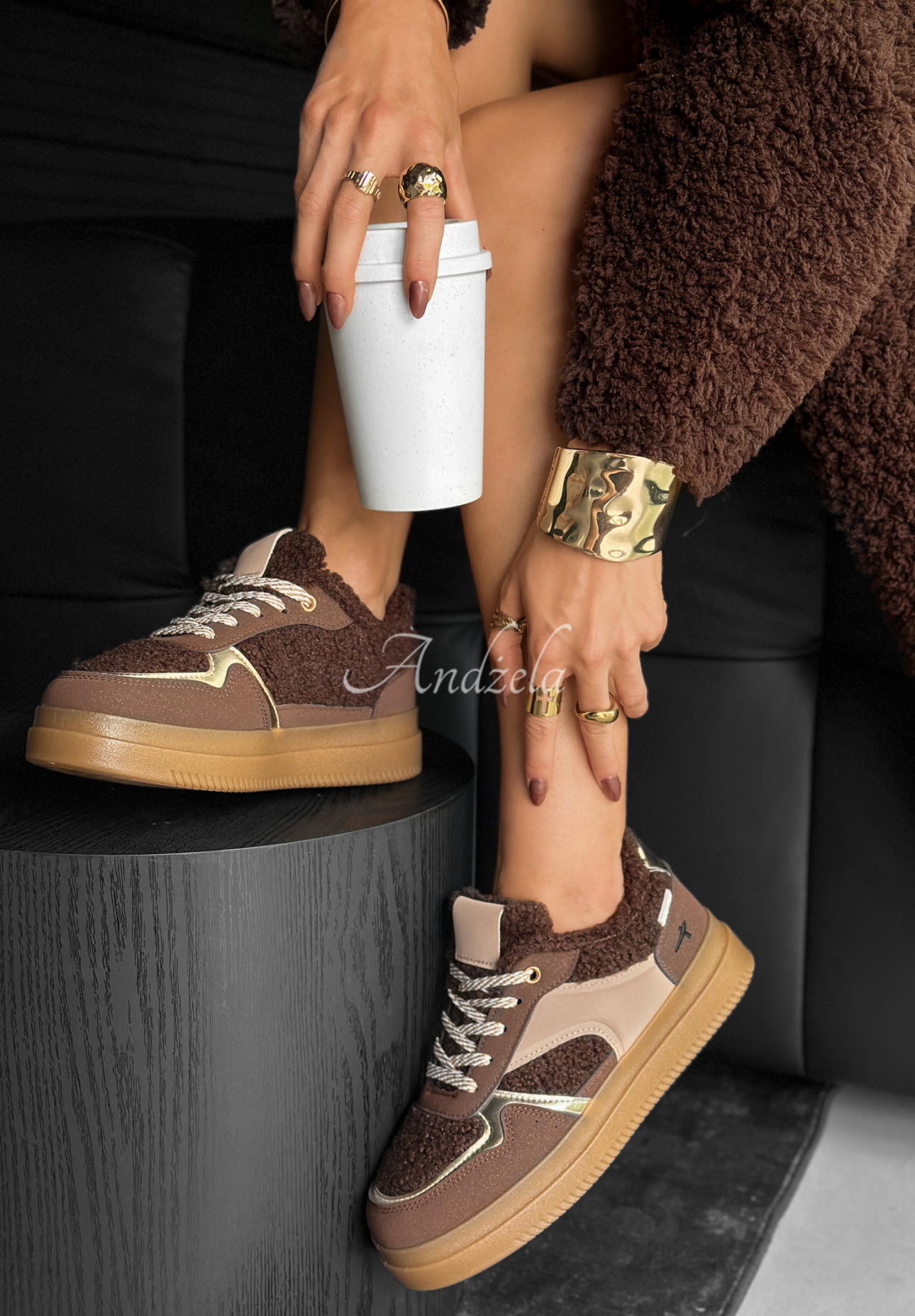Sneaker mit Schaffellfutter Crispy Fall Schokoladenbraun