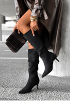 zamszowe Stiefel na szpilce Aspen Hill Schwarz