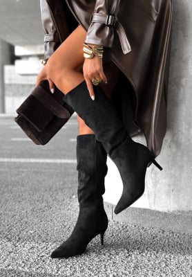 Wildlederstiefel mit hohen Absätzen Aspen Hill Schwarz