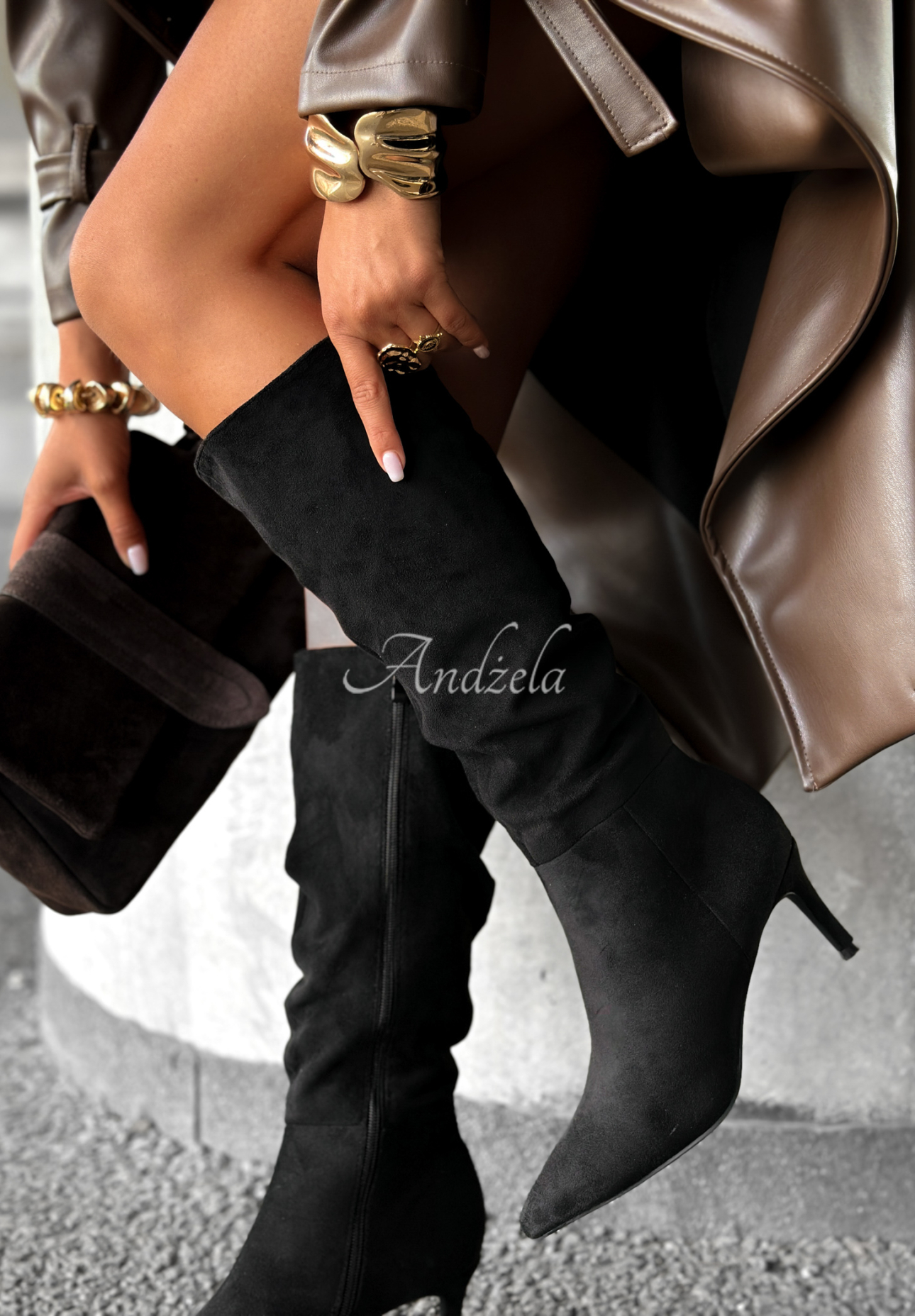Wildlederstiefel mit hohen Absätzen Aspen Hill Schwarz