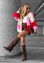 Krótki Cardigan Cold Coffee różowo-Rot