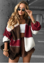 Krótki Cardigan Cold Coffee burgundowo-Schokoladenbraun
