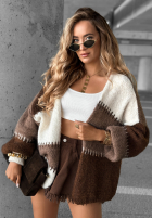 Krótki Cardigan Cold Coffee czekoladowo-Weiß