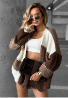 Krótki Cardigan Cold Coffee czekoladowo-Weiß