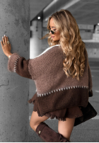 Krótki Cardigan Cold Coffee czekoladowo-Weiß