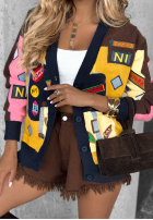 Krótki Cardigan Mit Muster The World Trip Schokoladenbraun