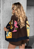 Krótki Cardigan Mit Muster The World Trip Schokoladenbraun