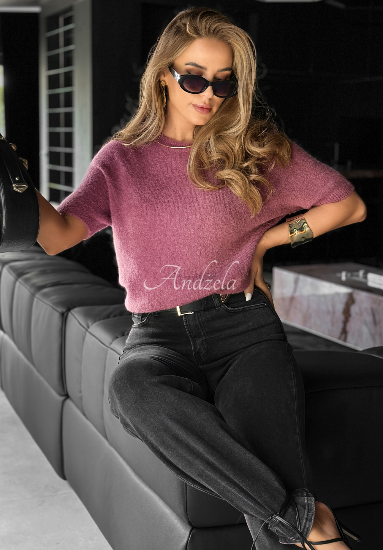 Weicher Pullover aus Alpakawolle Cuddle Clouds Himbeerrot