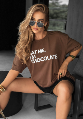 T-Shirt mit Aufdruck Eat Me Schokoladenbraun
