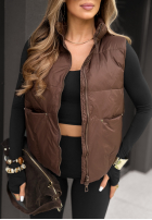 Krótka puchowa kamizelka Just Like That czekoladowa