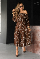 Kleid w Punkte Dream About It Schokoladenbraun