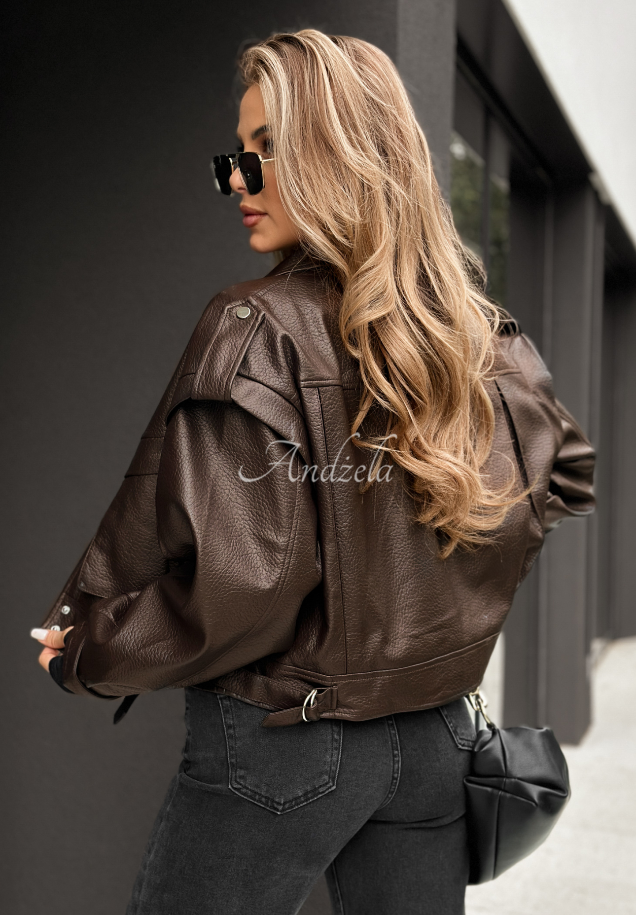 Bikerjacke aus Leder Forget About Me Schokoladenbraun