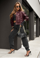 Skórzana Bikerjacke Forget About Me Burgunderrot