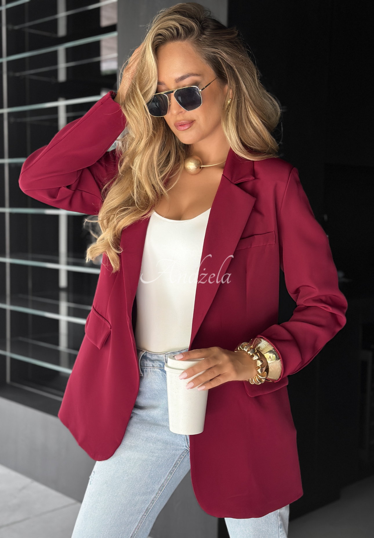 Oversize Blazer Best Version Burgunderrot