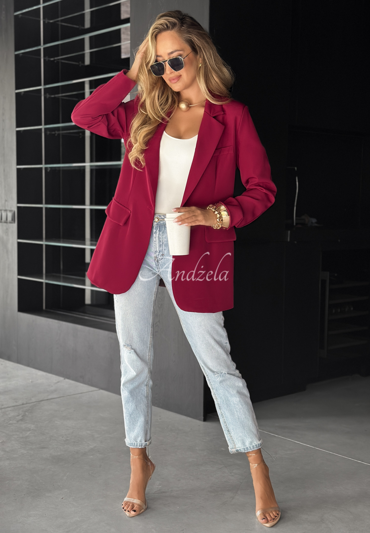 Oversize Blazer Best Version Burgunderrot