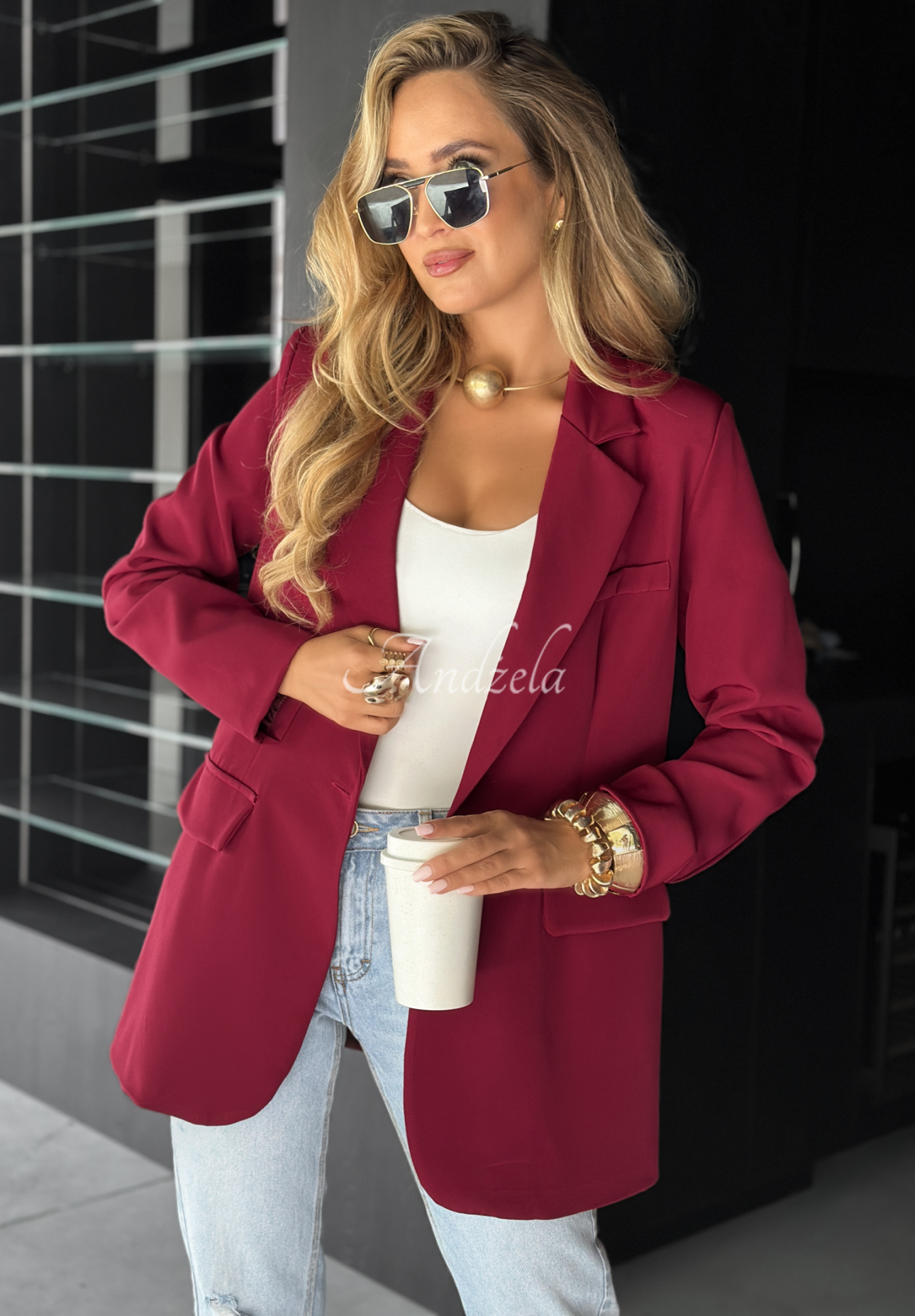 Oversize Blazer Best Version Burgunderrot