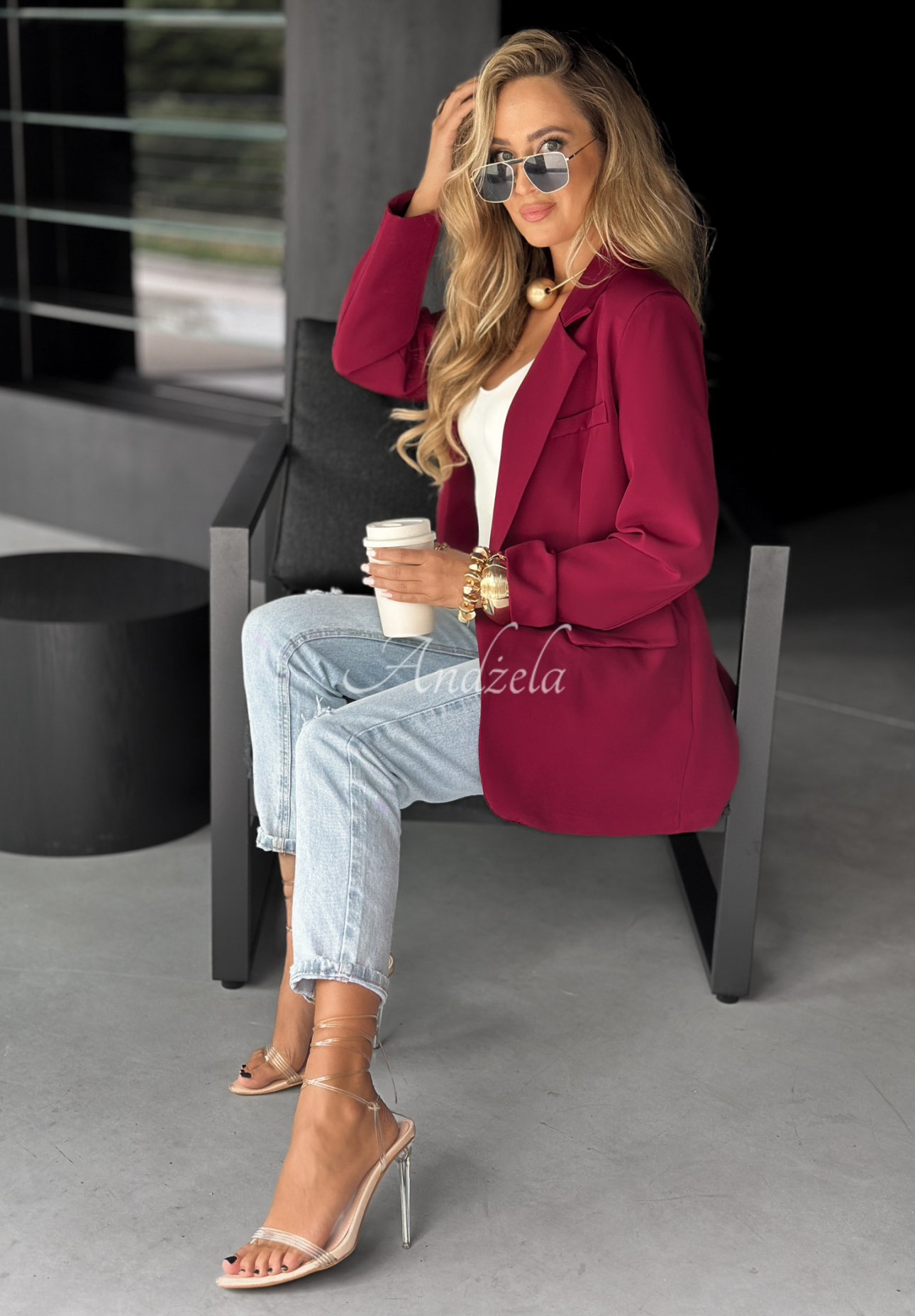 Oversize Blazer Best Version Burgunderrot