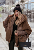 Pikowana Jacke z futerkiem Snow & Pines Schokoladenbraun
